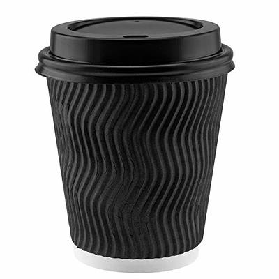 Insulated Disposable Coffee Cups with Lids & Straws 12 oz, 100