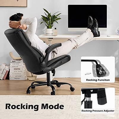 High Back Office Chair with Lifting Headrest - Flip Arms Adjustable  Built-in Lumbar Support, Executive Computer Desk Chair Home Office Work  Chairs, Thick Padded, Strong Metal Base, Ergonomic Design - Yahoo Shopping