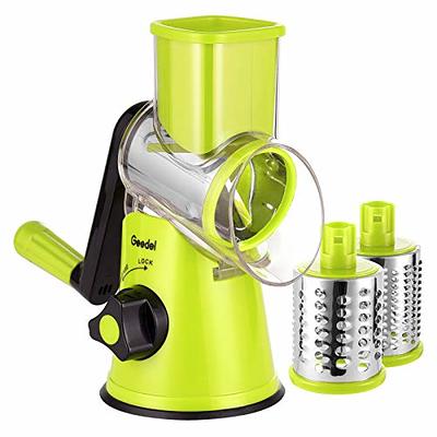 Cambom Manual Rotary Cheese Grater - Round Mandoline Slicer with Strong  Suction Base, Vegetable Slicer Nuts Grinder
