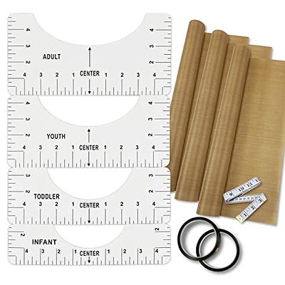 T-Shirt Alignment Ruler Heat Resistant Tape 10mm X 33m 108ft, PTFE Teflon  Transfer Sheet 16