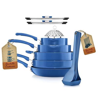 The Pioneer Woman Frontier Speckle 12-Piece Aluminum Cookware Set, Blue Denim, Size: 12 Pieces