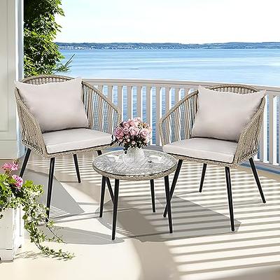 YITAHOME 3-Piece Wicker Small Patio Balcony Chair Set, Outdoor