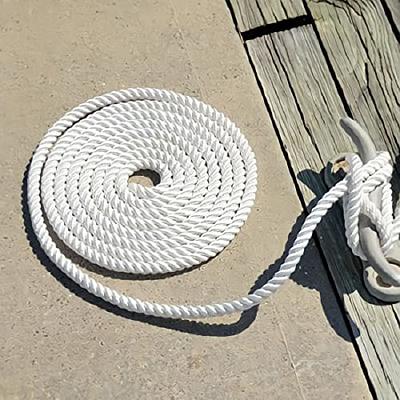 1/4 x 600' White Nylon 3-Strand Twist Rope, Soft