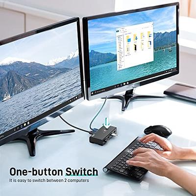 USB Switch, USB 3.0 Switch, Aluminum KM Switch 2 Computers Sharing 4 USB  Devices KM Switches 5V USB-C Powered for PC Printer Scanner Mouse Keyboard