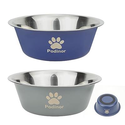 LIHONG Dog Bowls,Stainless Steel Dog Bowls for Large Dogs,Dog Food Water  Bowls with Non Slip Rubber Bottom,Pet Feeding Bowl,Double Wall
