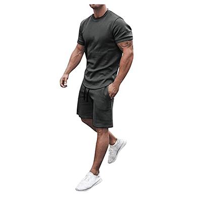 Mens Summer Outfit 2-Piece Set Short Sleeve POLO Shirts and Shorts Set