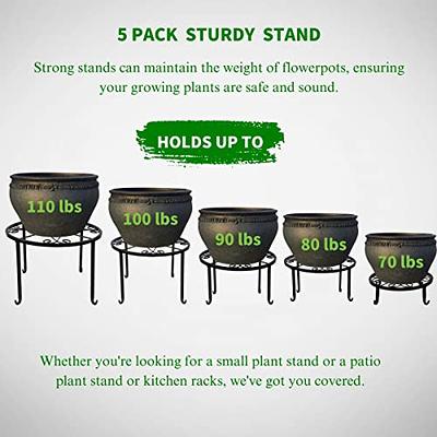 5-Pack Metal Plant Stands, Heavy Duty Anti-Rust Iron Flower Pot