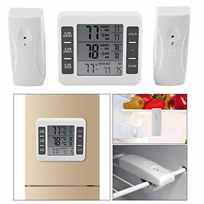 ORIA Refrigerator Thermometer, Wireless Digital Freezer Thermometer with 2  Wireless Sensors, Audible Alarm, Min and Max Display, LCD Display for Home