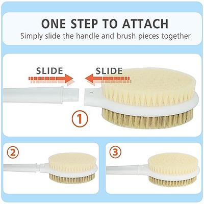 Unique Bargains Dry Brushing Body Brush Set Dual Sided Long Handle