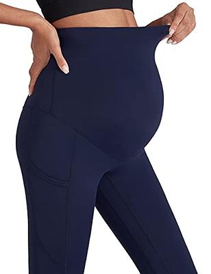 Enerful Women's Maternity Workout Leggings Over The Belly Pregnancy Active  Wear Athletic Yoga Pants with Pockets Navy Blue Small - Yahoo Shopping