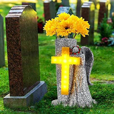 Gravesite Flower Holder for Cemetery Vase with Spikes Grave Flower Memorial  Decorations Gravesite Stake in Ground (7 Inch Grey)