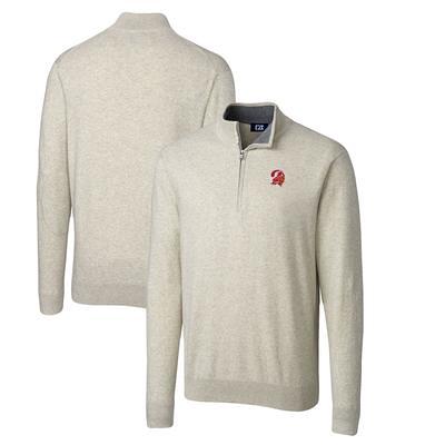 Men's Cutter & Buck Heather Gray Buffalo Bills Throwback Logo Mainsail Sweater-Knit Half-Zip Pullover Jacket Size: Small