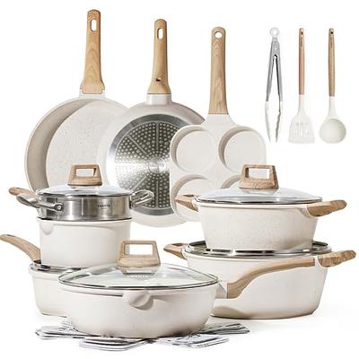 White and Gold Nonstick Pots and Pans Set