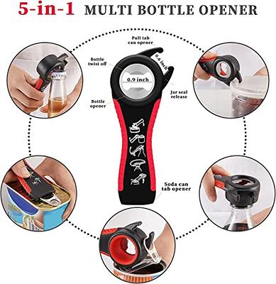 Jar Opener Bottle Opener for Weak Hands, 5 in 1 Multi Function Can Opener  Bottle Opener Kit with Silicone Handle Easy to Use for Children, Elderly  and
