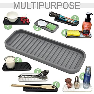 Cheer Collection Soap and Sponge Holder - Silicone Non-Slip Kitchen Counter  Sink Organizer and Storage Tray - Small