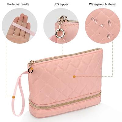 2Pcs Plush Makeup Bag Checkered Cosmetic Bag Small Makeup Bag Pouch for  Purse Cute Makeup Bag with Makeup Brush Bag Y2k Accessories Bag Pink Travel  Cosmetic Bag for Women Aesthetic Gift 