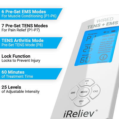 NURSAL Dual Channel EMS TENS Unit 24 Modes Muscle Stimulator for Pain  Relief & Muscle Strength 14 Pads Rechargeable 