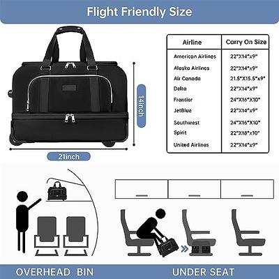  ETRONIK Rolling Duffle Bag with Wheels, 21 Inch Flight Approved  Duffle Bag for Travel with Toiletry Bag, Carry on Luggage Overnight Bags  for Women with Shoe Compartment : Clothing, Shoes 