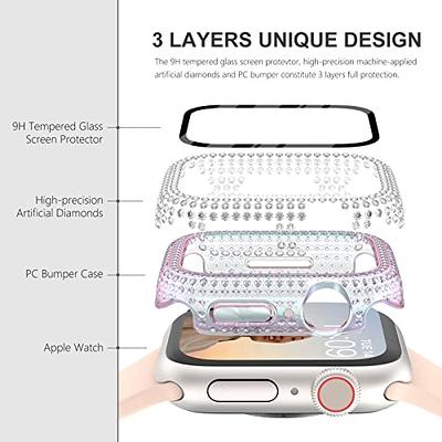 Surace 45mm Case Compatible with Apple Watch Series 9 Series 8 Series 7,  Bling Case with Over 400 Crystal Diamonds Protective Cover Bumper  Compatible