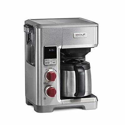 WOLF GOURMET Programmable Coffee Maker System with 10 Cup Thermal Carafe,  Built-In Grounds Scale, Removable Reservoir, Red Knob, Stainless Steel  (WGCM100S) - Yahoo Shopping