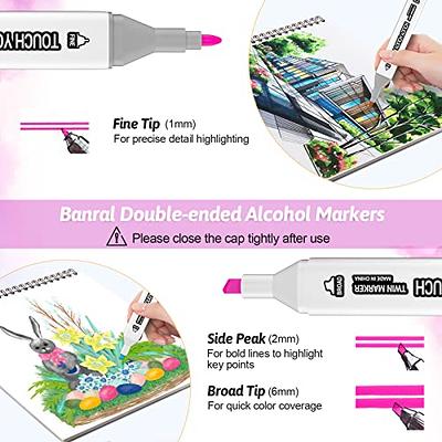Brush Tip Alcohol Markers Set - 49 Colors Dual Tip Permanent Art Markers  for Adult Coloring Artist Sketching Illustration Drawing