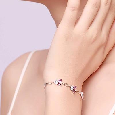 Dainty Crystal Butterfly Bracelet (Silver)