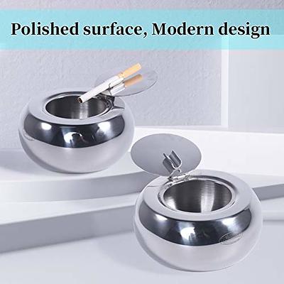 Stainless Steel Modern Tabletop Ashtray With Lid, Cigarette Ashtray For  Indoor Or Outdoor Use, Desktop Smoking Ash Tray For Home Office Decoration