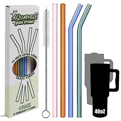 AQUAPHILE Stainless Steel Straws for Stanley Tumbler, 10.5& 12 Long Bent  Straw Replacement for 30/40 oz Stanley Cup Accessories, Reusable Metal