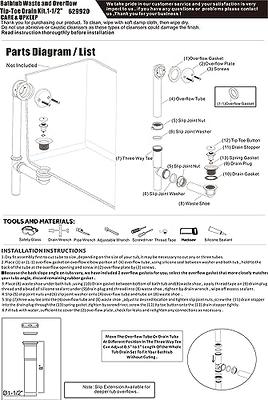 Artiwell 1-1/2 Black Tubular Bath Drain Kit with Tip-Toe Bath