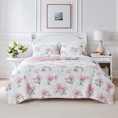 Laura Ashley Felicity Collection Quilt Set-100% Cotton, Reversible, All  Season Bedding with Matching Sham(s), Pre-Washed for Added Softness, Queen