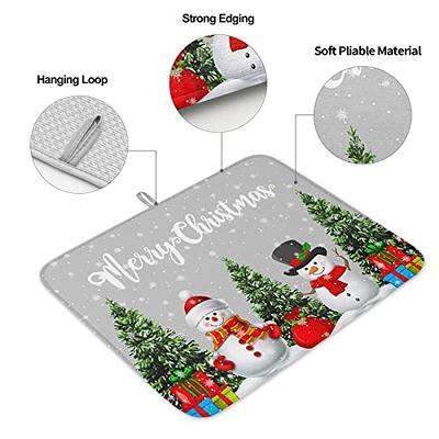 Dish Drying Mat for Kitchen Counter,Christmas Snowman Tree Gift Absorbent Dish  Drainer Mats Fast Dry,Snow Snowflake on Grey Washable Microfiber Dishes  Draining Pad for Sink 18x24In - Yahoo Shopping