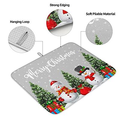 Winter Christmas Snowflake Dish Drying Mat for Kitchen Counter Dishes Pad  Dish Drainer Rack Mats Absorbent Fast Dry Microfiber Dish Drying Pad for