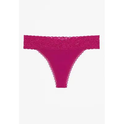 Maurices Women's Simply Comfy Wide Lace Trim Cotton Thong Panty Red - Size  Medium - Yahoo Shopping