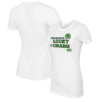 Milwaukee Brewers Tiny Turnip Women's Baseball Love Raglan 3/4-Sleeve T- Shirt - White/Navy