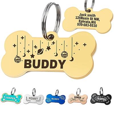 Pawsitively Pet Tags DEEP Custom Stainless Steel Pet ID Tags Front and Back  Engraved Dog Tags Personalized for Dogs and Cats (Bone 1 X1-1/2)