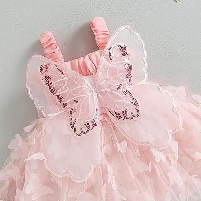 Butterfly Fairy Costume Girls Small 4-6 Fairy Wings Pink Glitter
