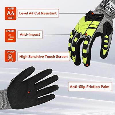 AIGEVTURE Heavy Duty Synthetic Leather Impact Work Gloves Men, Mechanic  Gloves, Sensitive Touch Screen Flexible Grip Gloves for Work