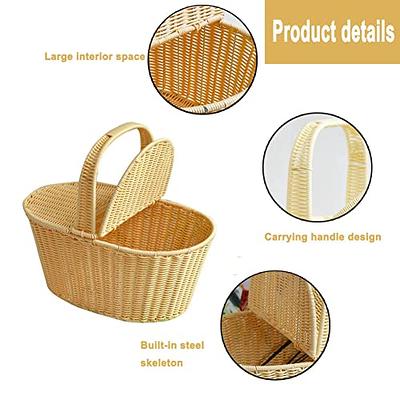 Rattan Flower Basket, Mini Straw Rattan Baskets, Wedding Flower Girl  Basket, Wicker Rattan Flower Basket with Handle,Petal Basket Candy Storage  Basket