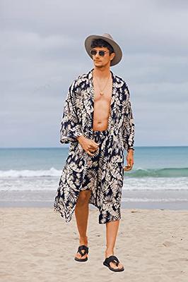 Men Striped Kimono Cardigan Japanese Open Front Jacket Loose Coat Outwear  Casual