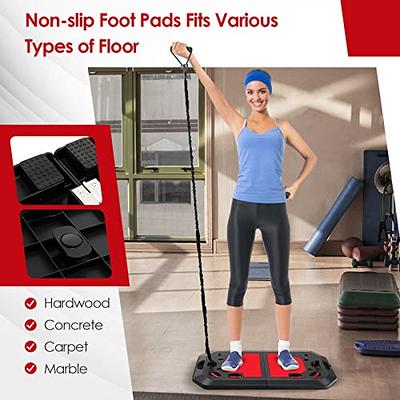 Goplus Portable Push Up Board, 33.5''x 20'' Home Gym Workout Equipment w/  16 Exercise Accessories, Tricep Bar, Resistance Bands, Ab Roller Wheel