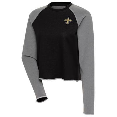 Women's Antigua Black/White New Orleans Saints Play Long Sleeve T