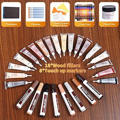 Wood Furniture Repair Kit - Set of 42 Furniture Repair Wood Fillers Markers and Wax Sticks - used for Cover Ups Scratches Stains Tables Desks Wooden