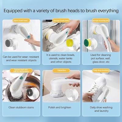 Electric Cleaning Brush with 5 Brush Heads Bathroom Wash Brush USB  Rechargeable Electric Brush Cleaner For