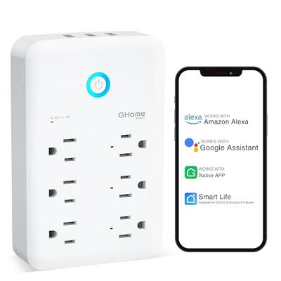 iHome 6 Outlet Smart Surge Protector Works with Alexa and Google Home, App  Control, and Timer, 3 Prong - White