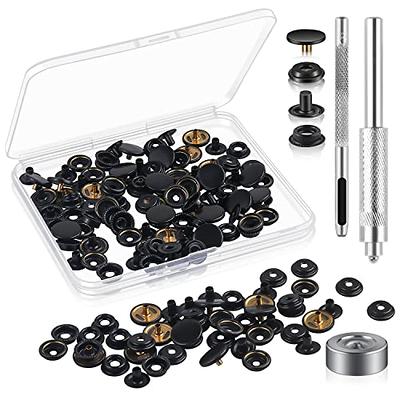 240 Pieces Stainless Steel Snap Fastener Kit, BetterJonny 15mm Snap Button Press Stud Cap with 3 Setting Tools Storage Box for Marine Boat Canvas