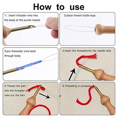 DIY Punch Needle Embroidery Kit Adjustable Rug Yarn Punch Needle Wooden  Handle Embroidery Pen Embroidery Hoops Threaders Punch Needle Cloth for