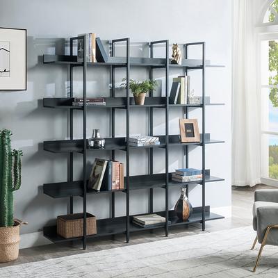 CAPHAUS 5 Tier Bookshelf, 24 Inch Width Free Standing Shelf, Bookcase Shelf  Storage Organizer, Industrial Book Shelves for Home Office, Living Room
