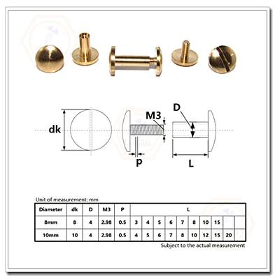 100 Sets Screw Post Metal Chicago Screws Binding Screw Leather Screw Nail  Rivet Button Solid Belt