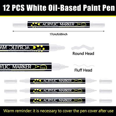 White Paint Pen, 8 Pack 0.7mm Acrylic Paint Pens Acrylic Markers 6 White 2  Black