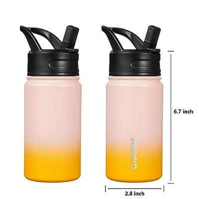 15 oz Oldley Kids Water Bottle for School with 2 Lids (Straw/Chug) for  Girls Leak-Proof BPA-Free Water Bottles with Times to Drink for Travel  Sports